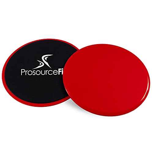 ProsourceFit Core Sliding Exercise Discs, Dual-Sided Sliders for Use on Any Surface at Home or Gym for Full-Body Workouts, Set of 2, Red