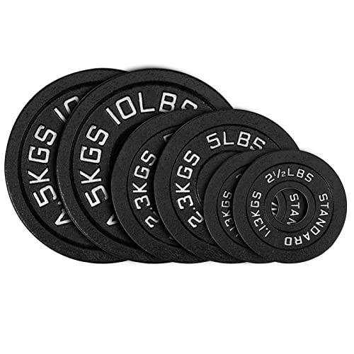 AboveGenius Cast Iron 2-Inch Olympic Plate Weight Set for Strength Training, Weightlifting and Crossfit in Home & Gym