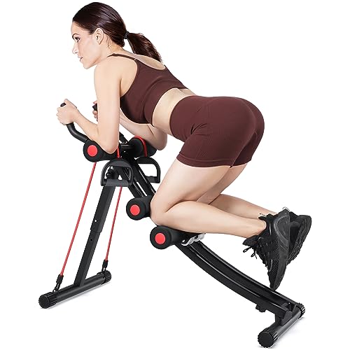 GIKPAL Ab Machine – Ab Workout Equipment for Women Home Gym, Abdominal & Core Exercise Equipment for Body Shaping Foldable Ab Trainer (Red)