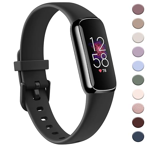 AK Sport Band Compatible with Fitbit Luxe Bands for Women Men, Soft Silicone Replacement Sport Straps Wristbands for Fitbit Luxe Fitness and Wellness Tracker (Small,Black)