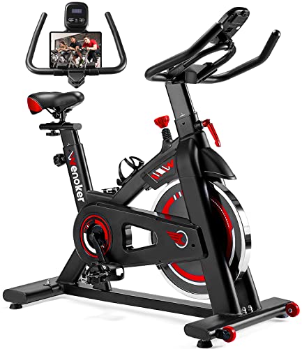 Exercise Bike, WENOKER Stationary Bike for Home, Indoor Bike with Silent Belt Drive, Heavy Flywheel, Comfortable Seat Cushion and Upgraded LCD Monitor