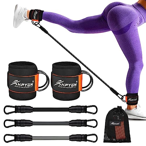 Ankle Resistance Bands with Cuffs, Ankle Bands for Working Out, Resistance Bands for Leg Butt Training Exercise Equipment for Kickbacks Hip Gluteus Training Exercises, Ankle Strap with Exercise Bands