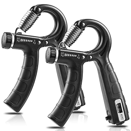 NIYIKOW 2 Pack Grip Strength Trainer with Counter, Hand Grip Strengthener, Adjustable Resistance 11-132Lbs (5-60kg), Non-Slip Gripper, Perfect for Athletes and Hand Rehabilitation Exercising