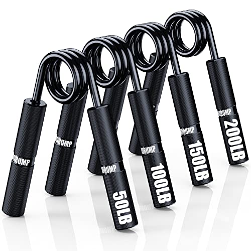 HORUMP Grip Strength Trainer 4 Pack (50-200LB), Metal Hand Grip Strengthener, Forearm Strengthener, No Slip Heavy-Duty Hand Gripper for Finger Strength Training, Injury Recovery and Muscle Building