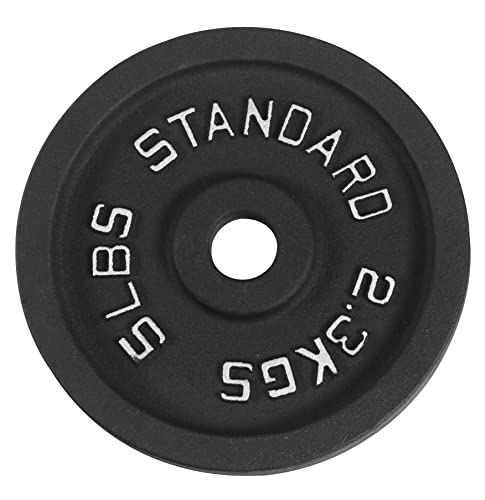 BalanceFrom Cast Iron Plate Weight Plate for Strength Training and Weightlifting, Standard Size, 1-Inch Center, 5LB Single
