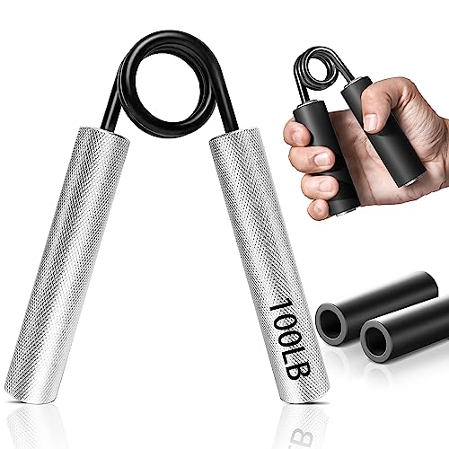 FLYFE Grip Strength Trainer, Hand Grip Strengthener, Forearm Strengthener, Hand Strengthening Devices, 1 Pack, 4 Pack or 6 Pack, 50LB-350LB (100LB-Black/Silvery)