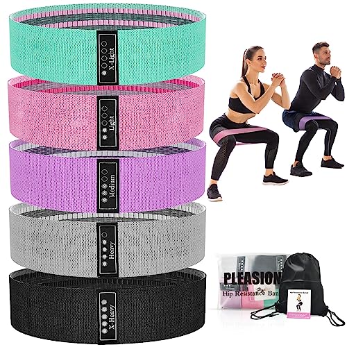 Fabric Resistance Bands for Working Out, 5 Levels Booty Bands for Women Men, Cloth Workout Bands Resistance Loop Exercise Bands for Legs Butt at Home Fitness, Yoga, Pilates