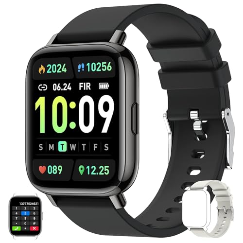 Men’s Women’s Smart Watch, 1.69 inch Smart Waterproof Watch,Multiple Sports Modes, Heart Rate Blood Pressure Oximetry Sleep Monitor for Android iOS Phones (Black)