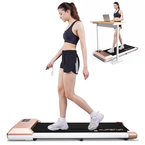 Walking Pad, Superun Under Desk Treadmill, Walking Pad Under Desk Treadmill with Remote Control, 2.5 HP Low Noise Treadmill Desk Workstation with 300lbs Capacity, LED Display
