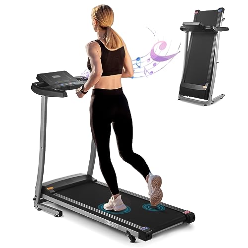Treadmill with Incline 12 Modes Foldable Treadmill 300 LB Capacity 3 Levels Incline with LED Screen Bluetooth Connect 2.5HP Quiet Foldable Treadmill