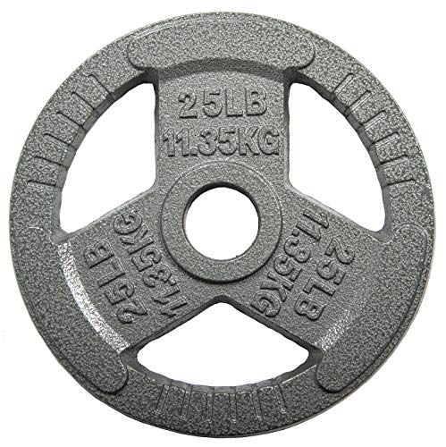 Signature Fitness Cast Iron Plate Weight Plate for Strength Training and Weightlifting, 2-Inch Center, 25LB (Single)