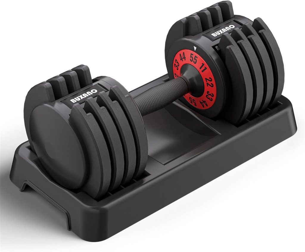 Adjustable Dumbbell 55LB Single Dumbbell 5 in 1 Free Dumbbell Weight Adjust with Anti-Slip Metal Handle, Ideal for Full-Body Home Gym Workouts