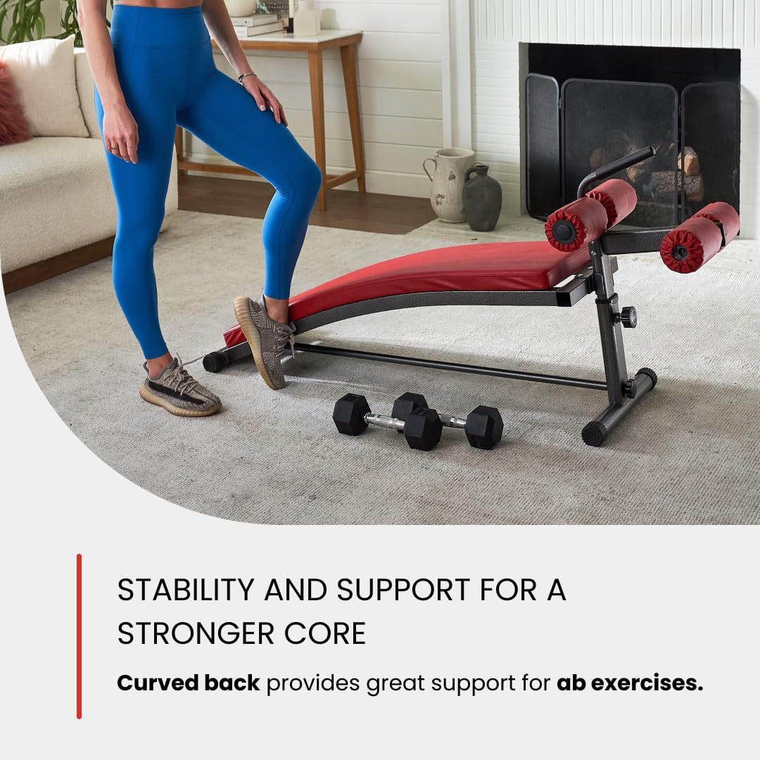 Finer Form Gym-Quality Sit Up Bench with Reverse Crunch Handle - Solid Ab Workout Equipment for Your Home Gym. More Effective than an Ab Machine or Ab Roller. Get Abdominal Gym Equipment Right in Your Home.