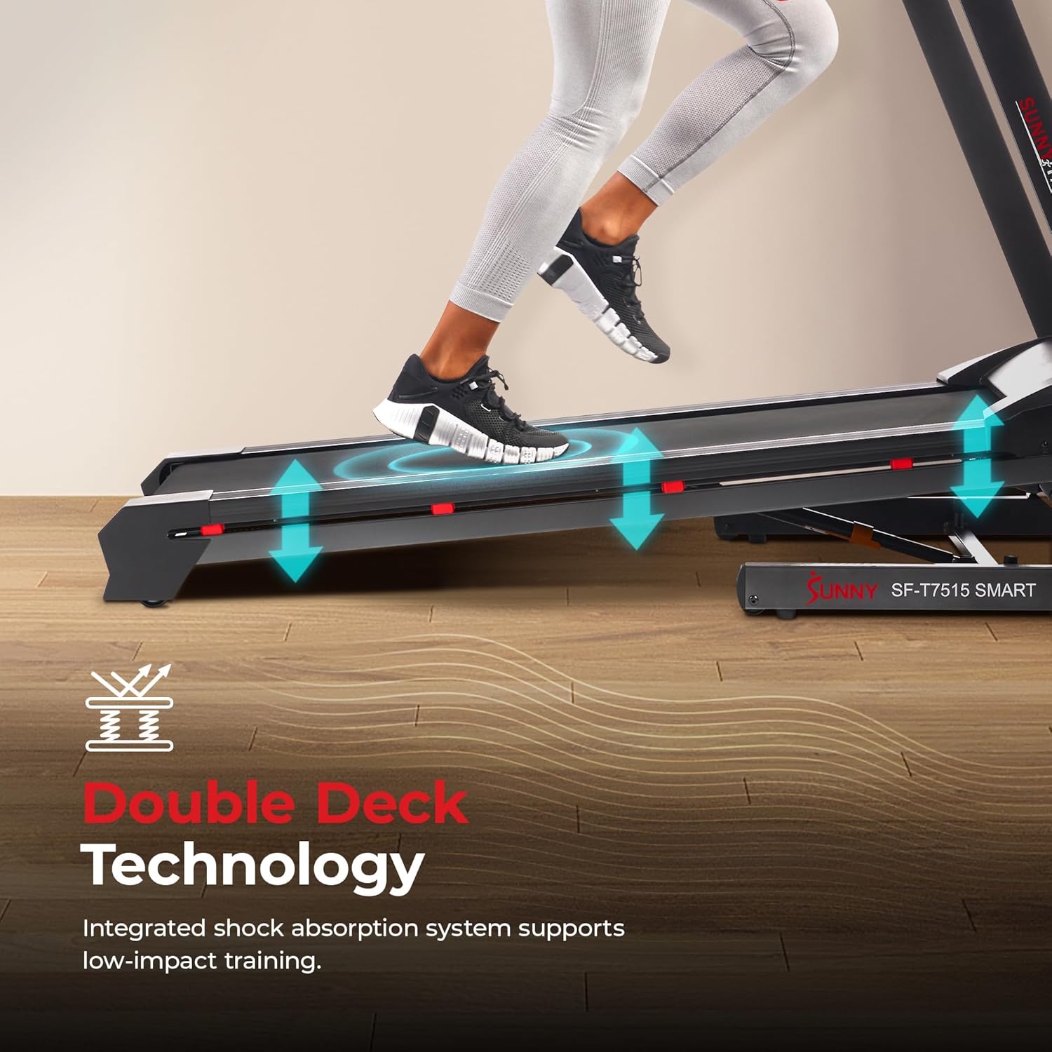 Sunny Health Fitness Premium Foldable Treadmill with Auto Incline, Quick Buttons, Shock Absorption, Digital Display, Pulse Sensors, Optional 20” Running Deck, Free SunnyFit App Bluetooth Connection