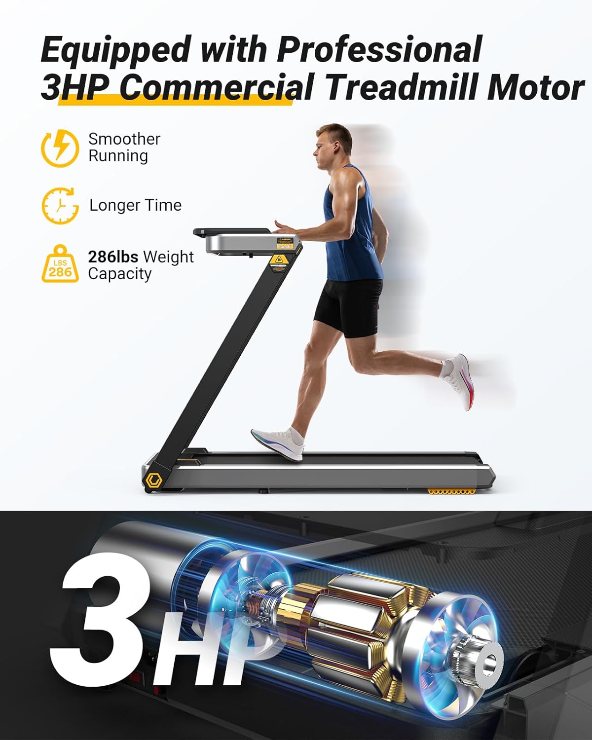 UREVO Treadmill with Desk, 3 in 1 Foldable Treadmill with Removable Desk, Install Free Under Desk Treadmill, 3HP Powerful Walking Treadmill for Office with Remote and 2s Folding